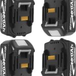 4Stück 10000 mAh/10,0 Ah Kompatibel für Makita Akku 18V BL1850 BL1860 | Akku kompatibel mit Makita Ladegerät 18V DC18SD, DC18RC, DC18RD und kompatibel mit Makita LXT-18V-Serie