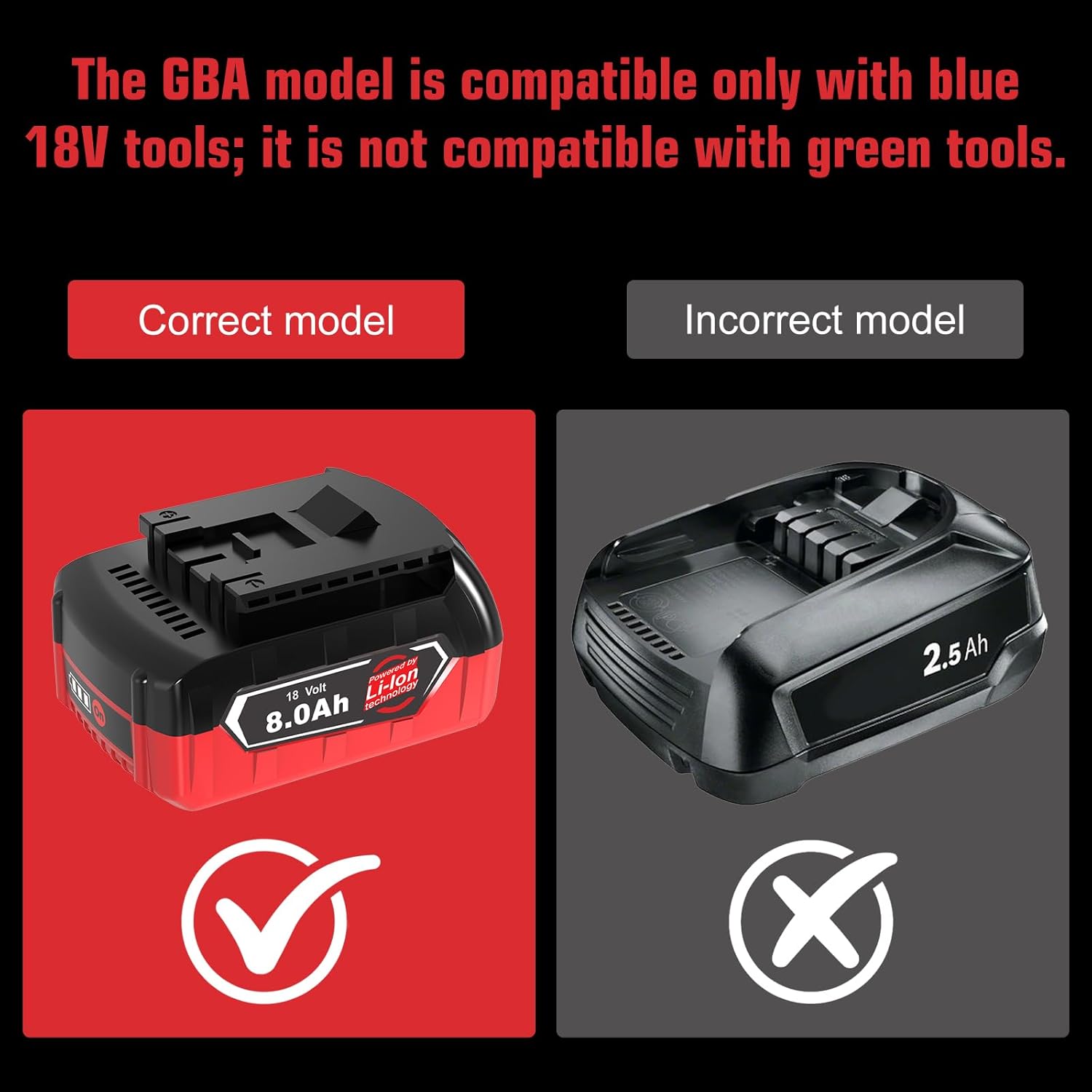 4X 8000mAh GBA Ersatzakku für Bosch Akku 18V 8ah kompatibel für Bosch Professional 18V System Akku-Werkzeuge Nicht kompatibel mit grünen Werkzeugen 2 4X 8000mAh GBA Ersatzakku für Bosch Akku 18V 8ah kompatibel für Bosch Professional 18V System Akku-Werkzeuge Nicht kompatibel mit grünen Werkzeugen – Bild 2