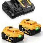 2Stück 5000mAh Ersatzakku für Dewalt Akku 18V + 4A DCB115 Ersatz für Dewalt Ladegerät XR DCB182 DCB184 DCB200 DCB184 DCB101 DCB107