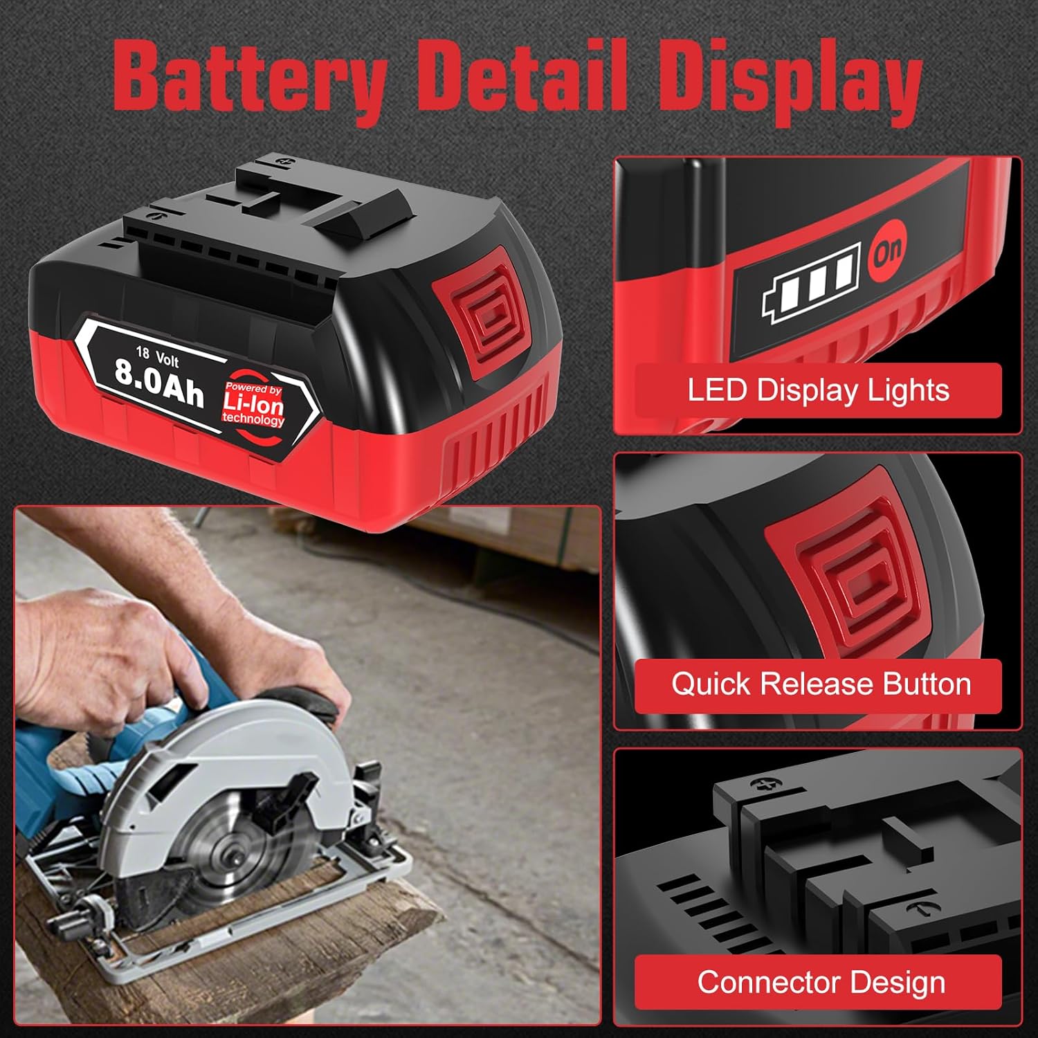 4 Stück 8.0Ah Ersatzakku für Bosch Akku 18V GBA kompatibel für Bosch Professional 18V System Akku-Werkzeuge Nicht kompatibel mit grünen Werkzeugen BAT609 BAT609G BAT618 BAT618G 4 4 Stück 8.0Ah Ersatzakku für Bosch Akku 18V GBA kompatibel für Bosch Professional 18V System Akku-Werkzeuge Nicht kompatibel mit grünen Werkzeugen BAT609 BAT609G BAT618 BAT618G – Bild 4