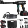 Hcalory Kabelloser Hochdruckreiniger, 600PSI (ca. 41 bar) Akku-Druckreiniger mit 2x3000mAh Akku, 7-in-1 Düse & Schaumkanone, Wasserhahnanschluss+Absperrventil – für Auto, Terrasse, Garten, Fahrrad 2 71ekuAAkhdL. AC SL1500