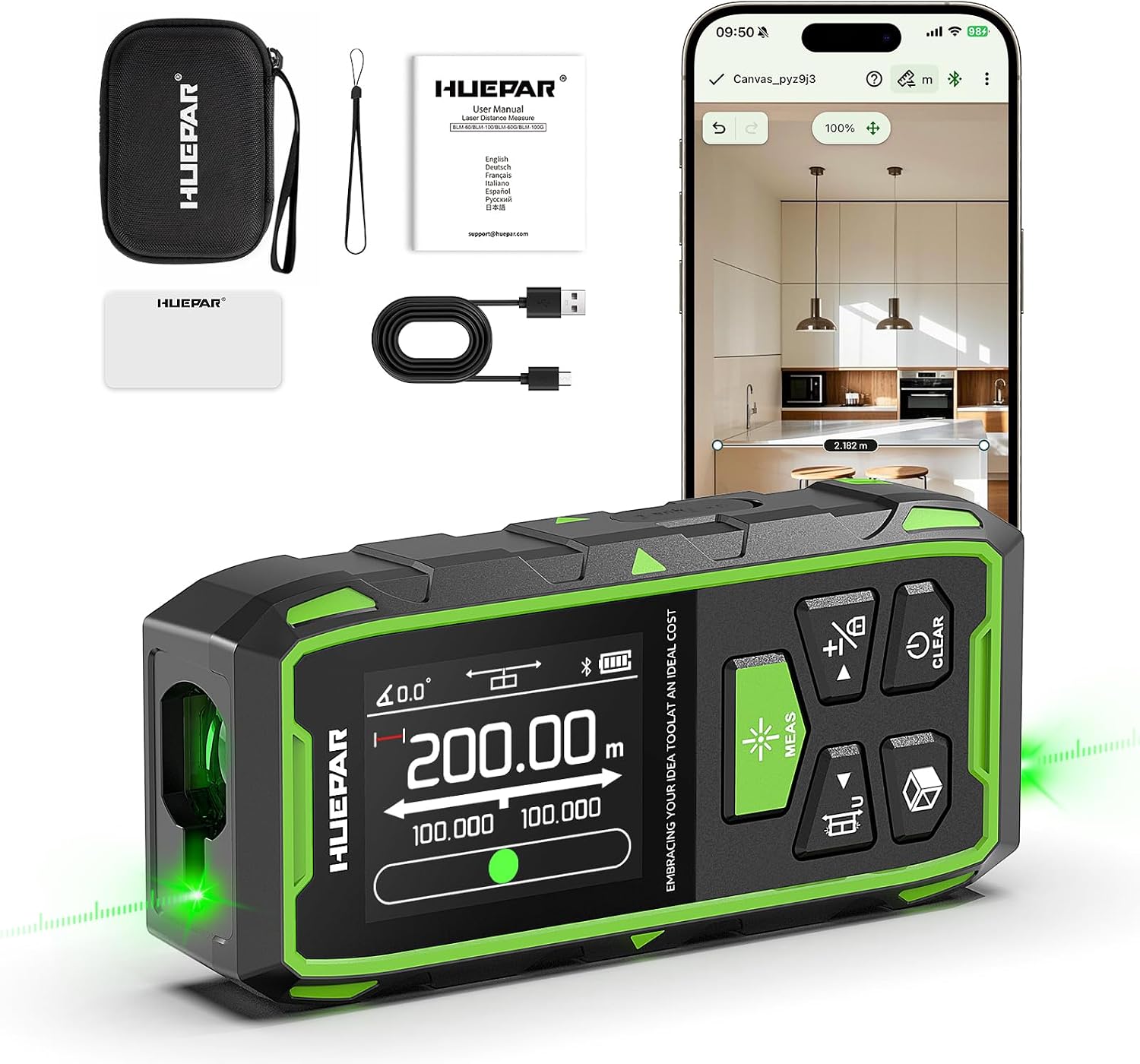 Huepar Dual Laser Entfernungsmesser Mit Bluetooth 1 Huepar Dual Laser Entfernungsmesser Mit Bluetooth