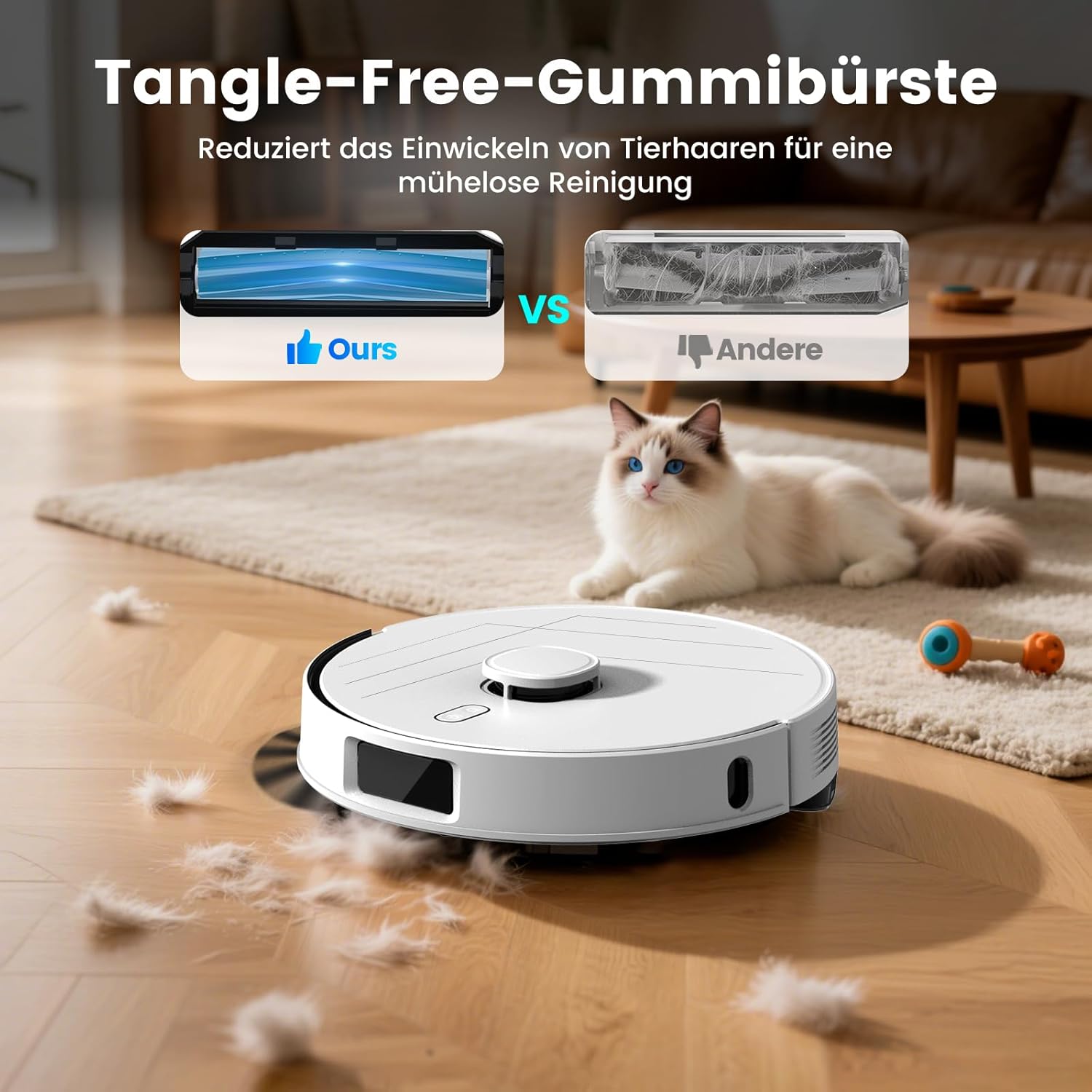 T30+ Saugroboter mit Wischfunktion, Staubsauger Roboter mit Absaugstation 3.5L, 12000Pa Saugkraft, Reaktive 3D-Hindernisvermeidung 3 T30+ Saugroboter mit Wischfunktion, Staubsauger Roboter mit Absaugstation 3.5L, 12000Pa Saugkraft, Reaktive 3D-Hindernisvermeidung – Bild 3