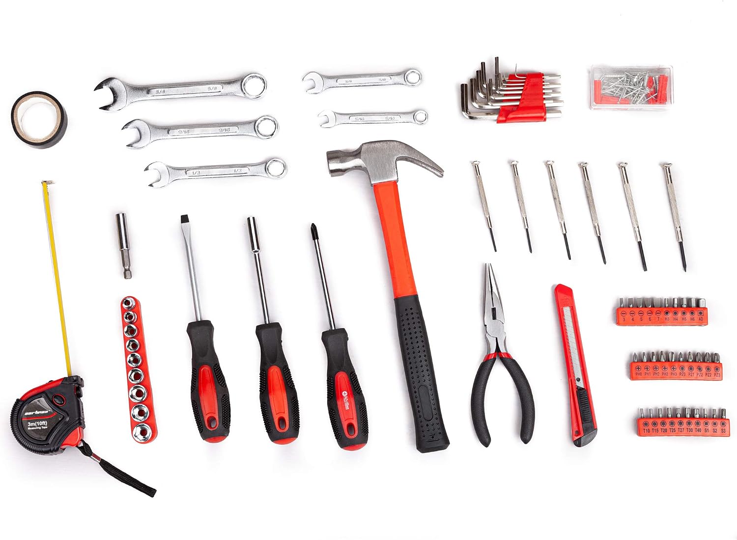 CARTMAN Werkzeugset 148-teilig für Haushalt und Reparaturen, Rot | Mit Formeinlage und Hartschalenkoffer für Wartung, Montage und Heimwerkerarbeiten 3 CARTMAN Werkzeugset 148-teilig für Haushalt und Reparaturen, Rot | Mit Formeinlage und Hartschalenkoffer für Wartung, Montage und Heimwerkerarbeiten – Bild 3