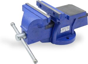 CCLIFE Schraubstock 125 mm feststehend aus Gusseisen für Werkbank | Parallelschraubstock, Metallbearbeitung, Holzbearbeitung, Werkstatt,Klemmkraft,sicherer Halt,stabil,präzise,langlebig