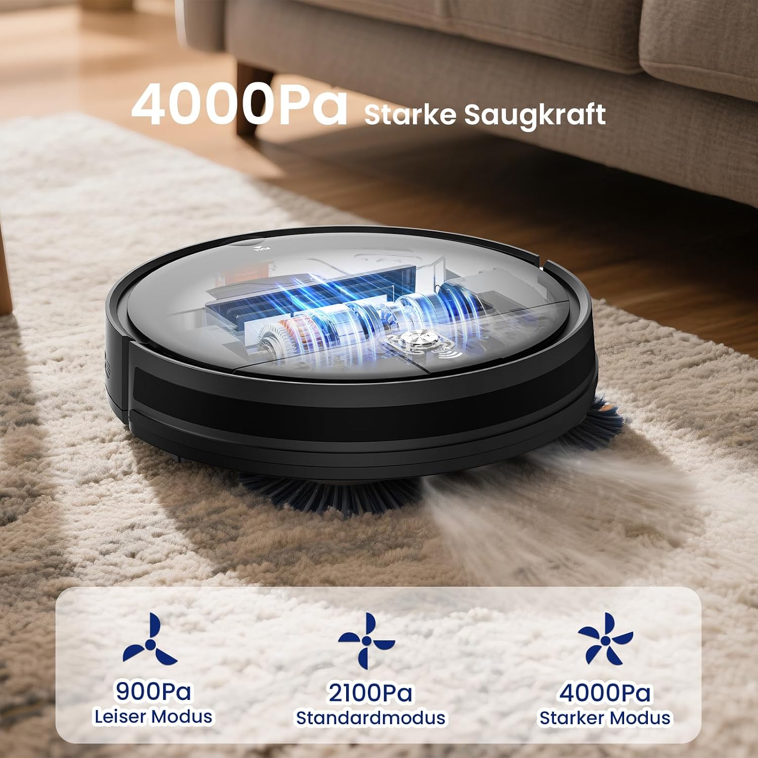 VersLife L6 Saugroboter mit Wischfunktion, 4000Pa Staubsauger Roboter 2 VersLife L6 Saugroboter mit Wischfunktion, 4000Pa Staubsauger Roboter – Bild 2