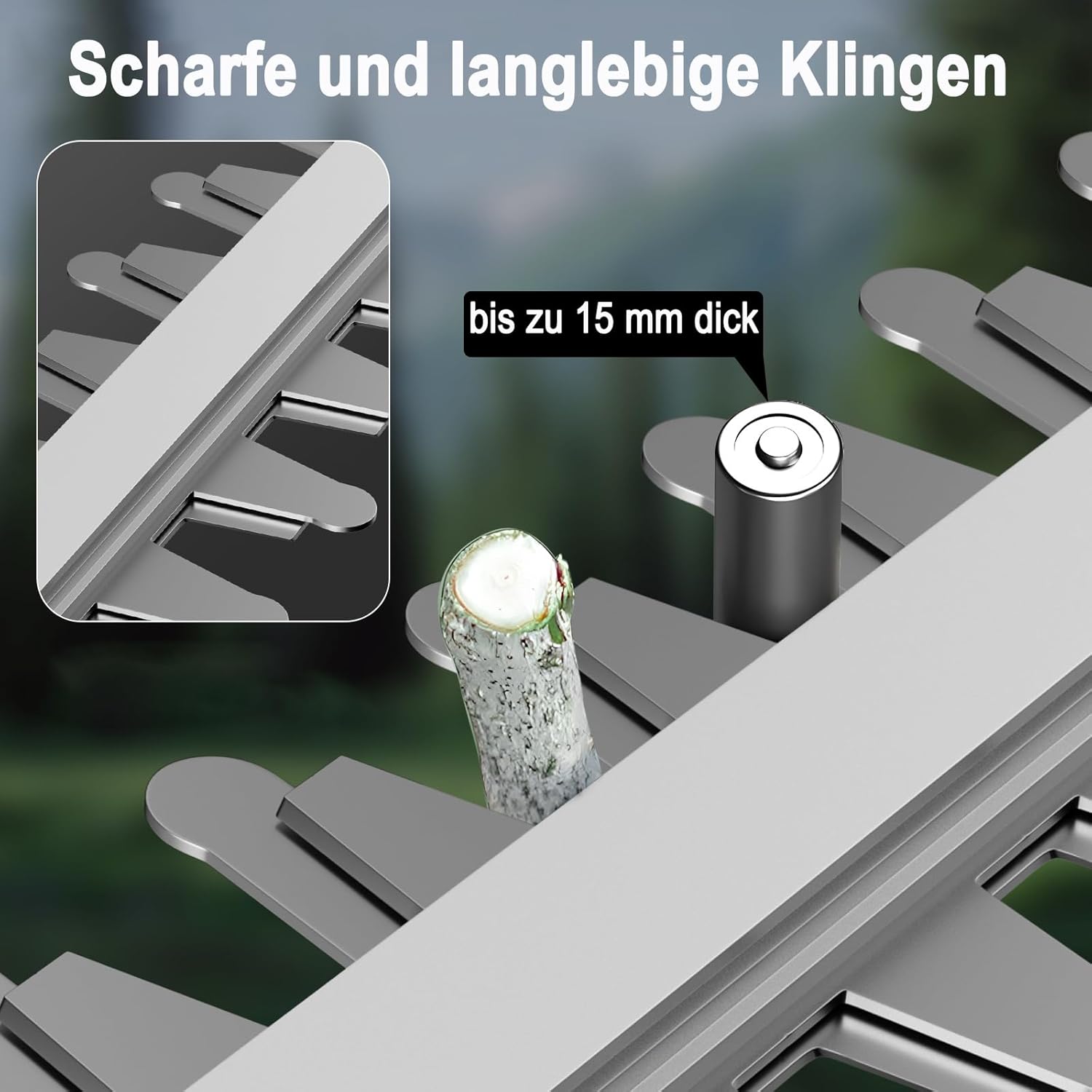 Akku-Heckenschere für Makita-18V-Akku,Elektrische Heckenschere mit 2 Akkus | 51 cm Schnittlänge, 15 mm Zahnabstand,Ergonomischer Griff,Leicht Elektro-Heckenschere für Garten, Sträucher und Hecken 3 Akku-Heckenschere für Makita-18V-Akku,Elektrische Heckenschere mit 2 Akkus | 51 cm Schnittlänge, 15 mm Zahnabstand,Ergonomischer Griff,Leicht Elektro-Heckenschere für Garten, Sträucher und Hecken – Bild 3