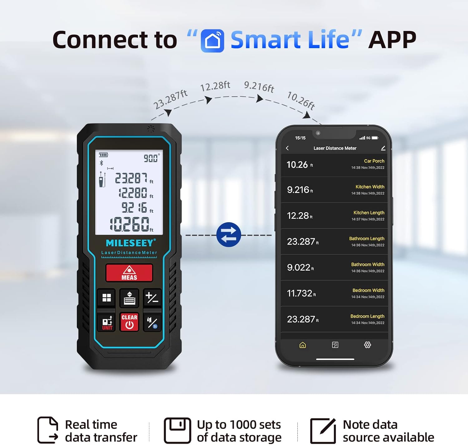 MiLESEEY 70M Laser Entfernungsmesser mit Telefon-App& Neigung | Elektronischer Neigungssensor,Pythagoras,Fläche und Volumen,Hintergrundbeleuchtetes 2" LCD,Batterie enthalten 2 MiLESEEY 70M Laser Entfernungsmesser mit Telefon-App& Neigung | Elektronischer Neigungssensor,Pythagoras,Fläche und Volumen,Hintergrundbeleuchtetes 2" LCD,Batterie enthalten – Bild 2