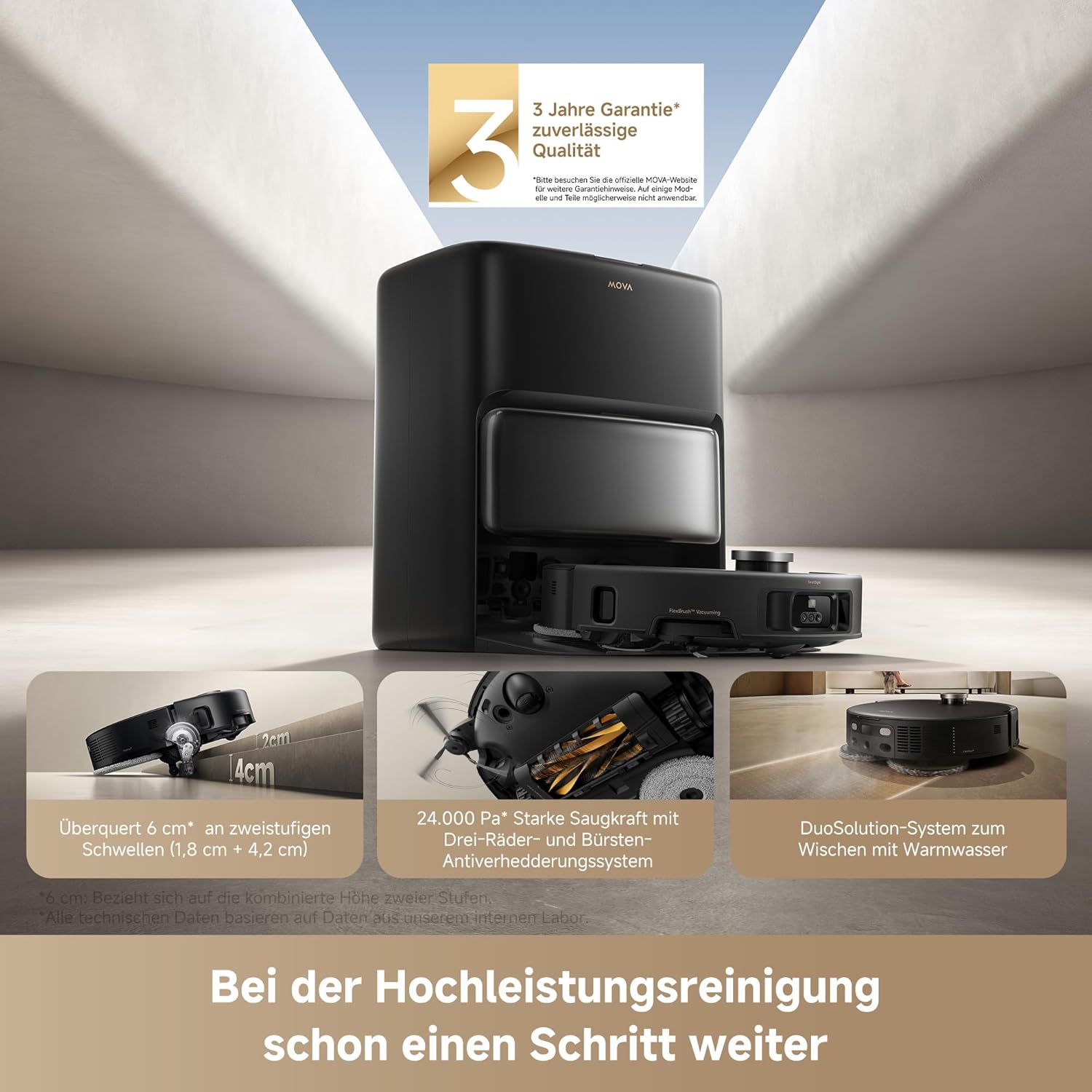 MOVA V50 Ultra Saugroboter, 24.000 Pa Saugkraft & Thermo-Wischen, Schwarz | DuoSolution System, FlexScope Navigation & StepMaster System 2 MOVA V50 Ultra Saugroboter, 24.000 Pa Saugkraft & Thermo-Wischen, Schwarz | DuoSolution System, FlexScope Navigation & StepMaster System – Bild 2
