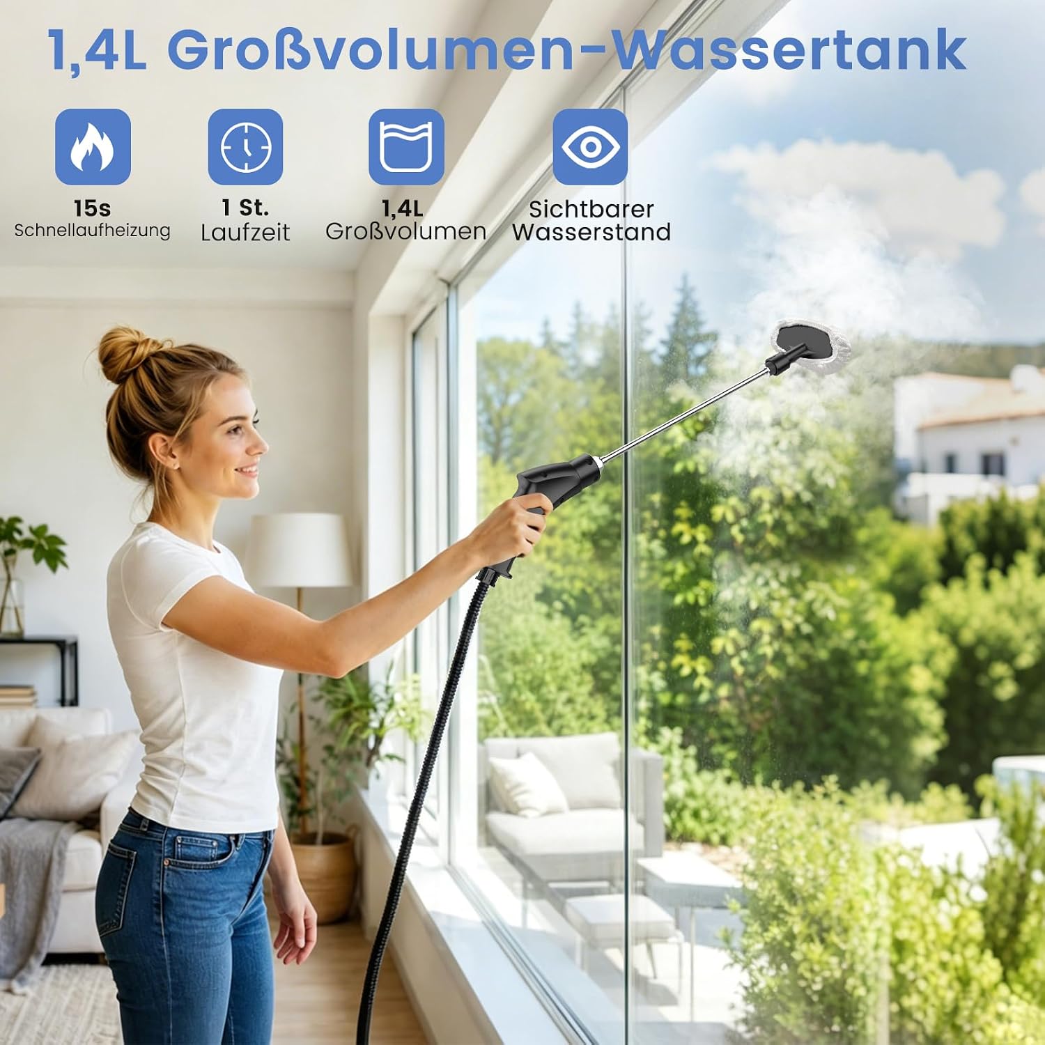 Granarbol 1400ml Handgerät Dampfreiniger für Alles, 105℃/15s Schnellheizung | 2500W Steam Cleaner,Handdampfreiniger testsieger mit 8PCS Ersatzbürste,3 Bar/3-stufig für Küche,Auto,Fliesen,Badezimmer 2 Granarbol 1400ml Handgerät Dampfreiniger für Alles, 105℃/15s Schnellheizung | 2500W Steam Cleaner,Handdampfreiniger testsieger mit 8PCS Ersatzbürste,3 Bar/3-stufig für Küche,Auto,Fliesen,Badezimmer – Bild 2