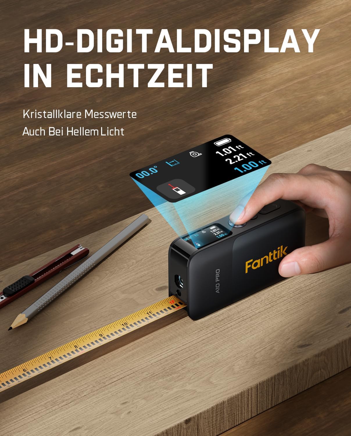 Fanttik A10 Pro 2-in-1 Laser Entfernungsmesser, HD IPS-Farbdisplay 3 Fanttik A10 Pro 2-in-1 Laser Entfernungsmesser, HD IPS-Farbdisplay – Bild 3