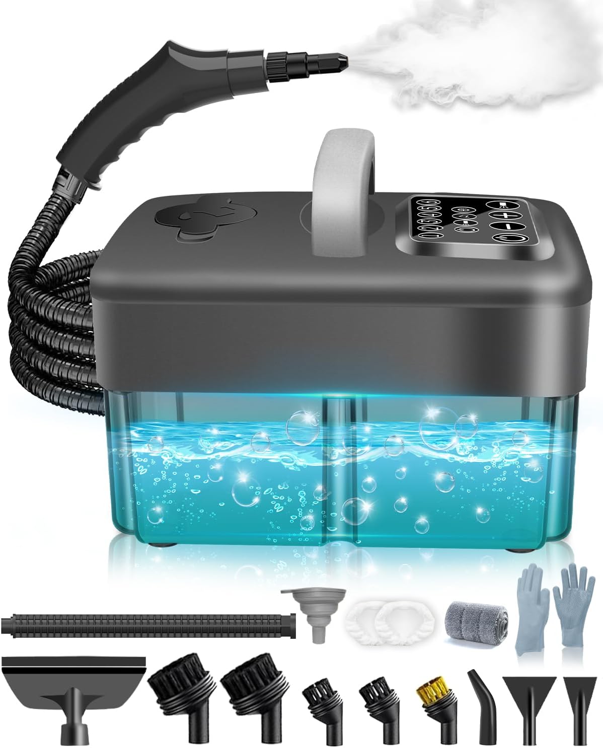 Dampfreiniger Handgerät für Alles - 2500W 6-Stufig Einstellbar, 1,6L Wassertank, 120 °C Dampf, 15s Aufheizzeit, Tragbar mit 10 Zubehörteilen, Dampfreinigung für Boden, Polstermöbel,Fenster,Auto 1 Dampfreiniger Handgerät für Alles - 2500W 6-Stufig Einstellbar, 1,6L Wassertank, 120 °C Dampf, 15s Aufheizzeit, Tragbar mit 10 Zubehörteilen, Dampfreinigung für Boden, Polstermöbel,Fenster,Auto