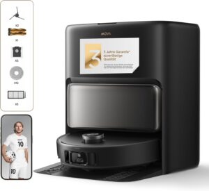 MOVA V50 Ultra Saugroboter, 24.000 Pa Saugkraft & Thermo-Wischen, Schwarz | DuoSolution System, FlexScope Navigation & StepMaster System
