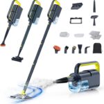 10-in-1 Dampfreiniger mit abnehmbarem Handgerät,Handdampfreiniger Zubehör | 350-ml-Tank,10 Sekunden Aufheizzeit,120 °C Dampfreiniger, 2-stufige Temperaturregelung, für Boden, Teppich, Fliesen und Grill