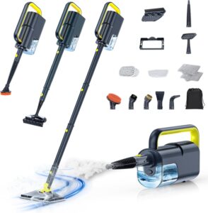 10-in-1 Dampfreiniger mit abnehmbarem Handgerät,Handdampfreiniger Zubehör | 350-ml-Tank,10 Sekunden Aufheizzeit,120 °C Dampfreiniger, 2-stufige Temperaturregelung, für Boden, Teppich, Fliesen und Grill