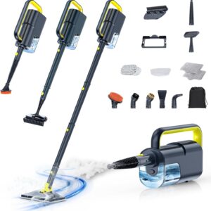 10-in-1 Dampfreiniger mit abnehmbarem Handgerät,Handdampfreiniger Zubehör | 350-ml-Tank,10 Sekunden Aufheizzeit,120 °C Dampfreiniger, 2-stufige Temperaturregelung, für Boden, Teppich, Fliesen und Grill
