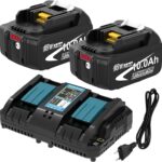 2X10.0Ah/10000mAh Ersatzakku für Makita Akku 18V+Ladegerät DC18RD für BL1860B BL1850B BL1890 BL1840B BL1830B BL1820B Kompatibel mit Werkzeugen der 18-V-LXT-Serie