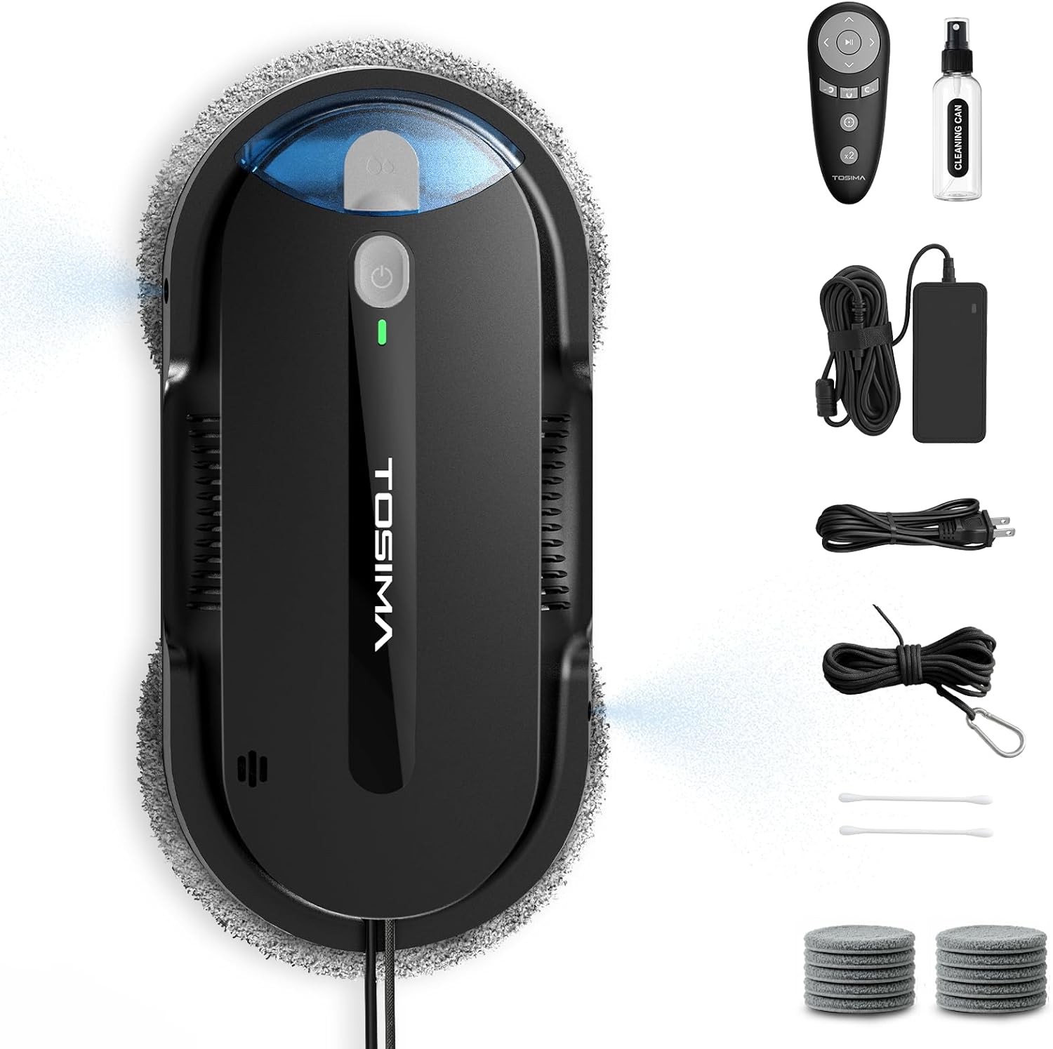 Tosima X1 Fensterputzroboter – Fensterroboter mit Doppeldüsen & Ultraschall-Wasserzerstäubung, 85-ml-Wassertank mit Sichtfenster, automatischer Fensterputzer (Reines Schwarz) 1 Tosima X1 Fensterputzroboter – Fensterroboter mit Doppeldüsen & Ultraschall-Wasserzerstäubung, 85-ml-Wassertank mit Sichtfenster, automatischer Fensterputzer (Reines Schwarz)