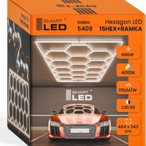 Garagenlampe LED 5-Hex 696W 4000K Verformbare LED Werkstatt Deckenleuchte DlY Sechseck Garage Licht für Garage, Werkstatt, Lager, keller, Fitnessstudio, Hexagon (243 x 484)