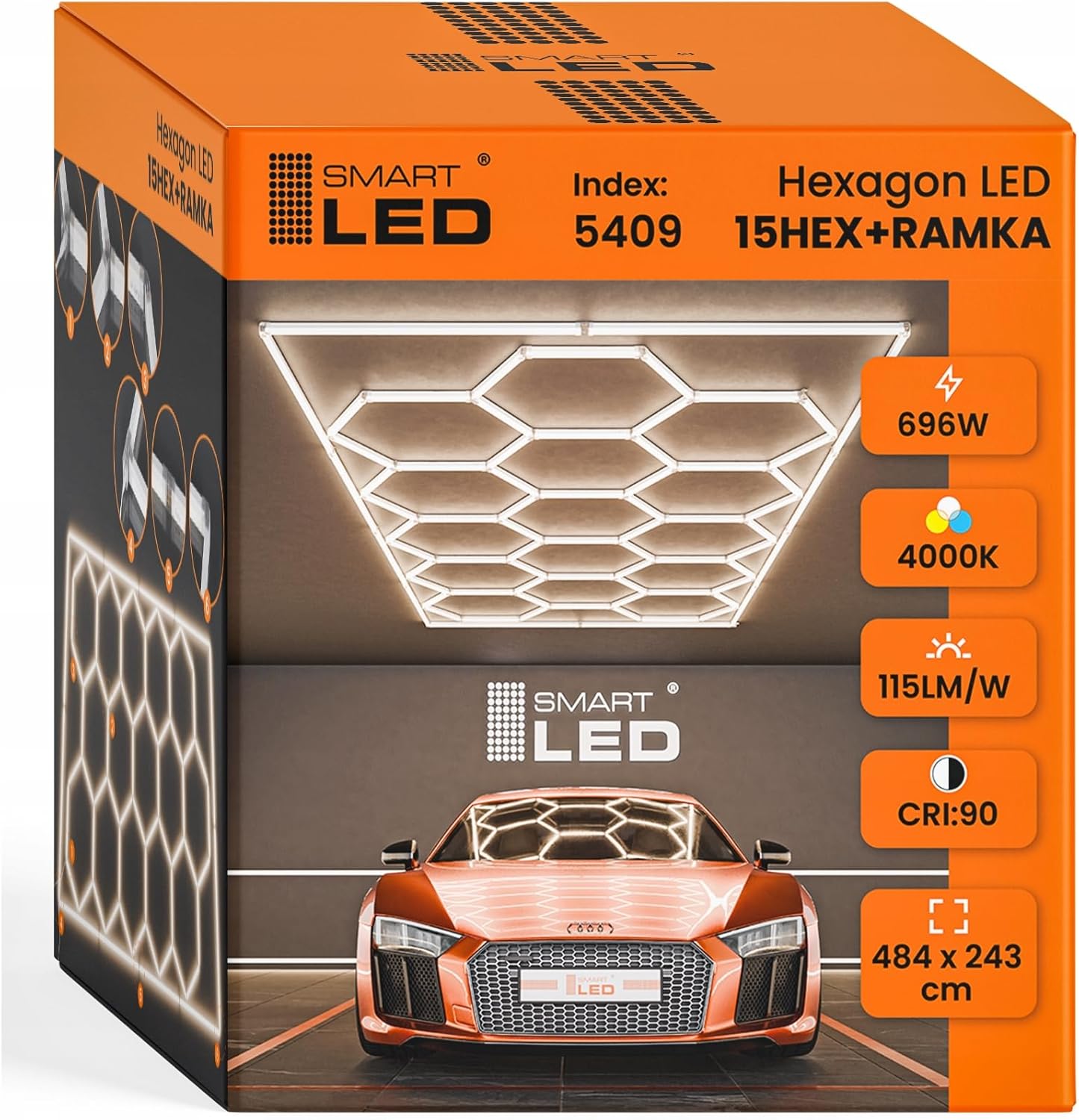 Garagenlampe LED 5-Hex 696W 4000K Verformbare LED Werkstatt Deckenleuchte DlY Sechseck Garage Licht für Garage, Werkstatt, Lager, keller, Fitnessstudio, Hexagon (243 x 484) 1 Garagenlampe LED 5-Hex 696W 4000K Verformbare LED Werkstatt Deckenleuchte DlY Sechseck Garage Licht für Garage, Werkstatt, Lager, keller, Fitnessstudio, Hexagon (243 x 484)
