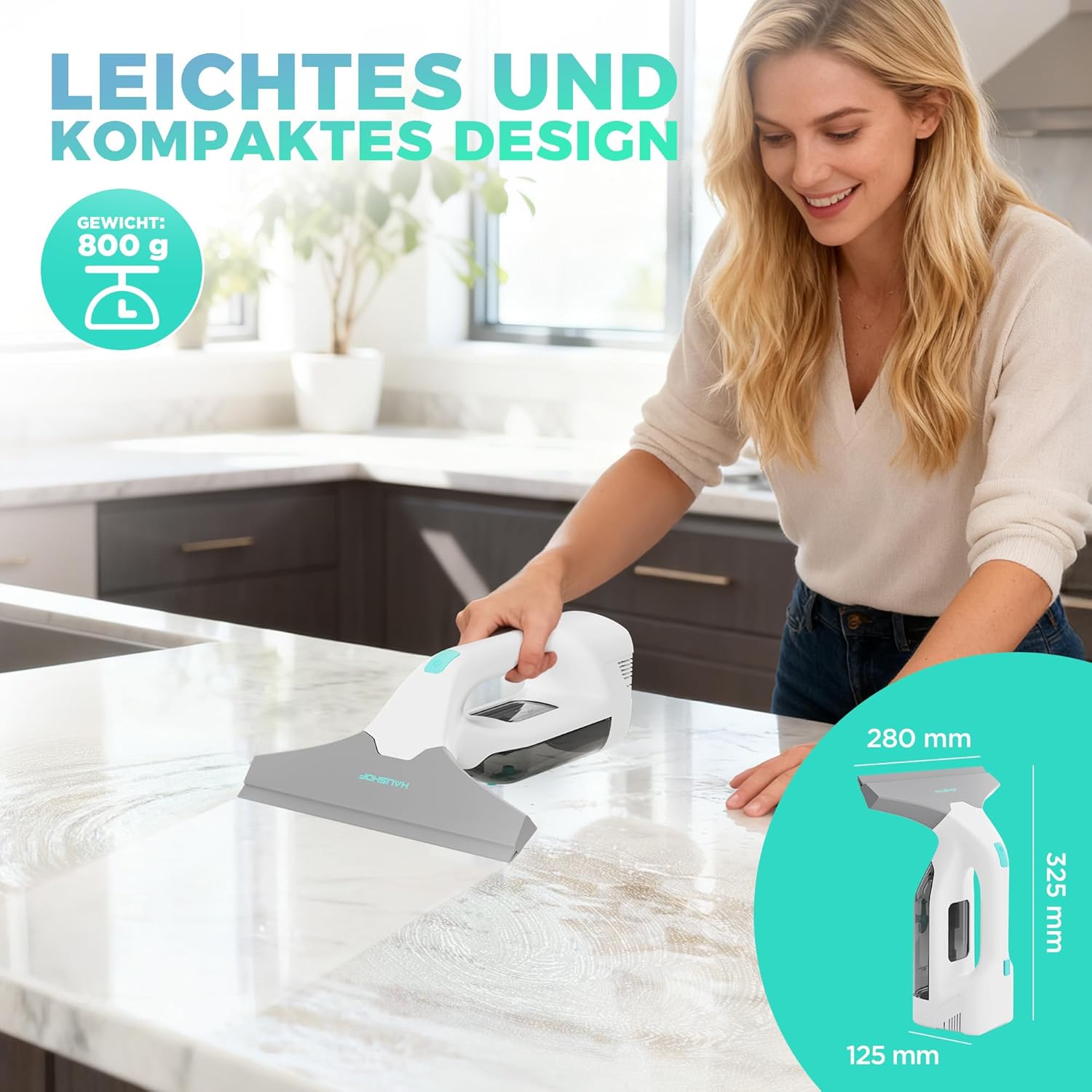 HAUSHOF Akku Fenstersauger Set, Kabelloser Fensterreiniger Fensterputzer mit 30 Min Laufzeit 5 HAUSHOF Akku Fenstersauger Set, Kabelloser Fensterreiniger Fensterputzer mit 30 Min Laufzeit – Bild 5
