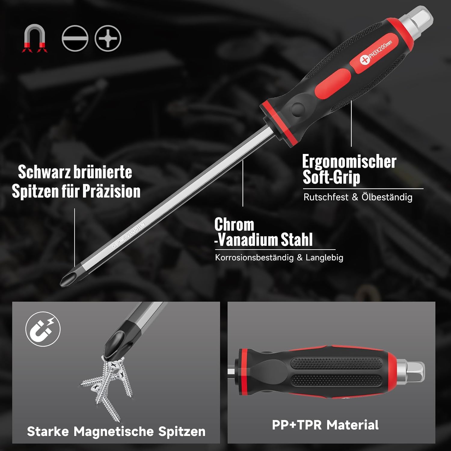 WALTER STAHL 12-teiliges Schraubenzieher Set aus Cr-V Stahl | mit Schlagkappe & Antriebssechskant, Schlitz Kreuz PH, Schraubendreher im Kunststoffkoffer für Werkstatt Reparatur 3 WALTER STAHL 12-teiliges Schraubenzieher Set aus Cr-V Stahl | mit Schlagkappe & Antriebssechskant, Schlitz Kreuz PH, Schraubendreher im Kunststoffkoffer für Werkstatt Reparatur – Bild 3