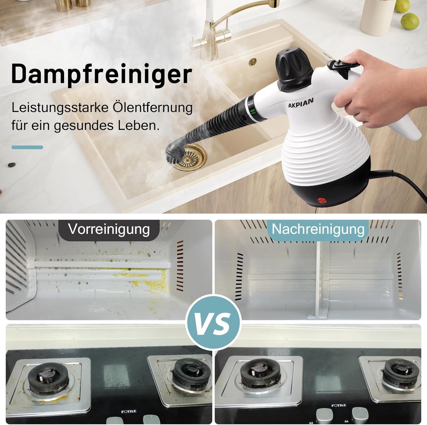 Dampfreiniger Handgerät, Steam Cleaner mit 10 Zubehör 4 Dampfreiniger Handgerät, Steam Cleaner mit 10 Zubehör – Bild 4