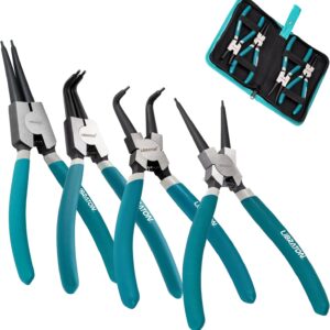 LIBRATON Sprengringzangen Set, 180mm Sicherungsringzangen Intern & Extern | Gerade Seegeringzange, federbelastet für Sicherungsringe, Schläuche und Dichtungen, inklusive Aufbewahrungskoffer