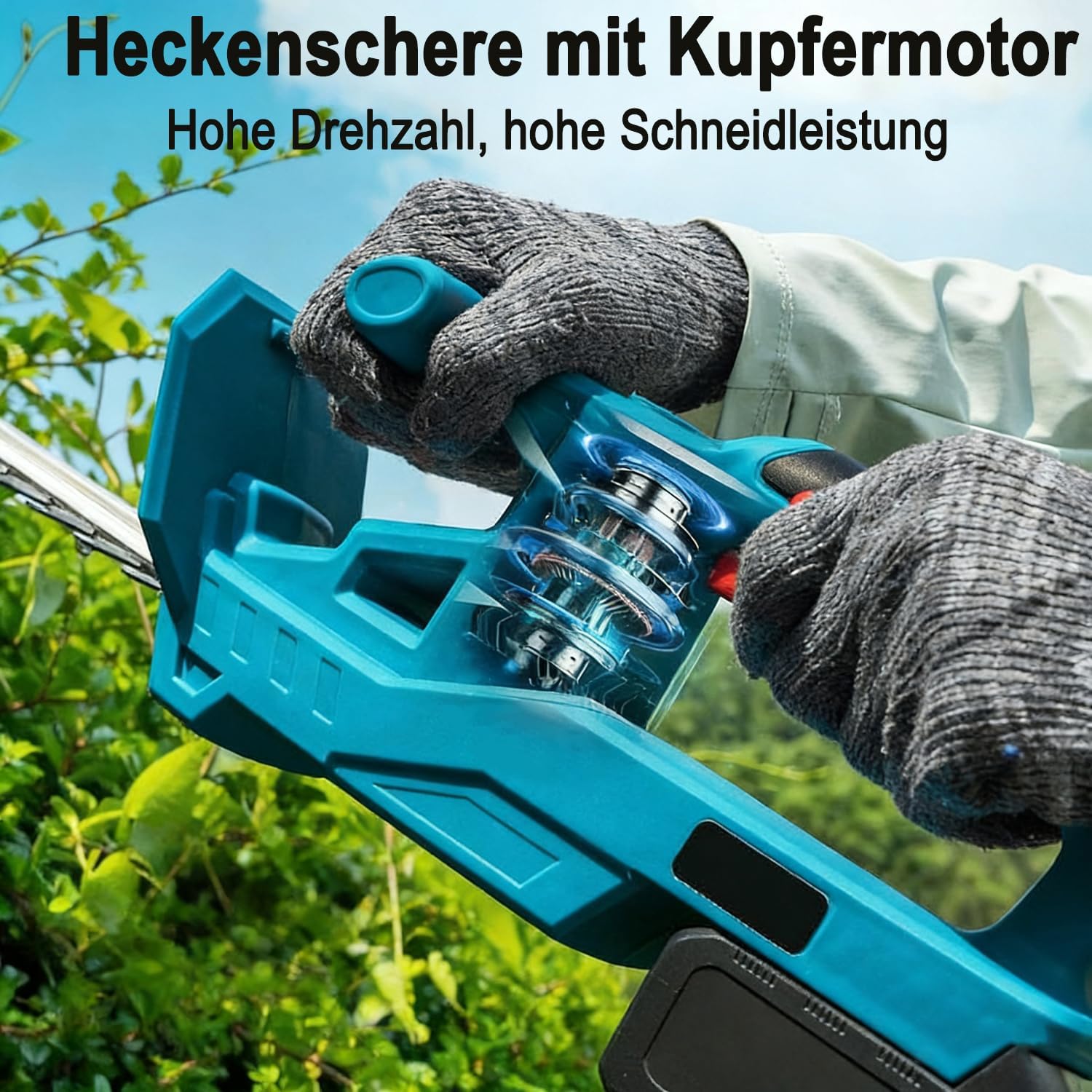Akku-Heckenschere für Makita-18V-Akku,Elektrische Heckenschere mit 2 Akkus | 51 cm Schnittlänge, 15 mm Zahnabstand,Ergonomischer Griff,Leicht Elektro-Heckenschere für Garten, Sträucher und Hecken 2 Akku-Heckenschere für Makita-18V-Akku,Elektrische Heckenschere mit 2 Akkus | 51 cm Schnittlänge, 15 mm Zahnabstand,Ergonomischer Griff,Leicht Elektro-Heckenschere für Garten, Sträucher und Hecken – Bild 2