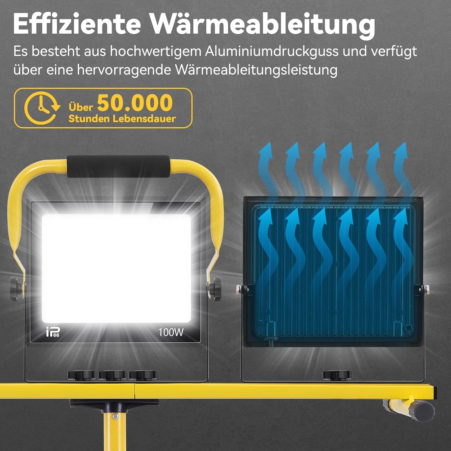 300W LED Baustrahler 6500K Einstellbare Richtung LED Baustrahler 230V Kaltweiss Scheinwerfer 30000lm Arbeitsscheinwerfer IP65 Wasserdicht Bauscheinwerfer für Baustellen mit Stecker 3m Kabel 4 300W LED Baustrahler 6500K Einstellbare Richtung LED Baustrahler 230V Kaltweiss Scheinwerfer 30000lm Arbeitsscheinwerfer IP65 Wasserdicht Bauscheinwerfer für Baustellen mit Stecker 3m Kabel – Bild 4