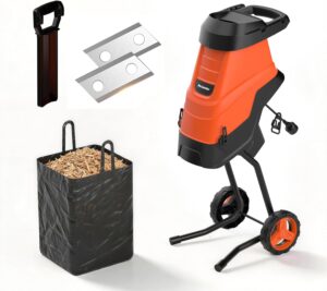 MAXLANDER 2600W Elektro häcksler Garten mit 45L Auffangbehälter | gartenhäcksler mit SK5-Doppelseitenklingen und Rolle,45mm Schnittdurchmesser ,Kompostieren und Aufräumen des Gartens