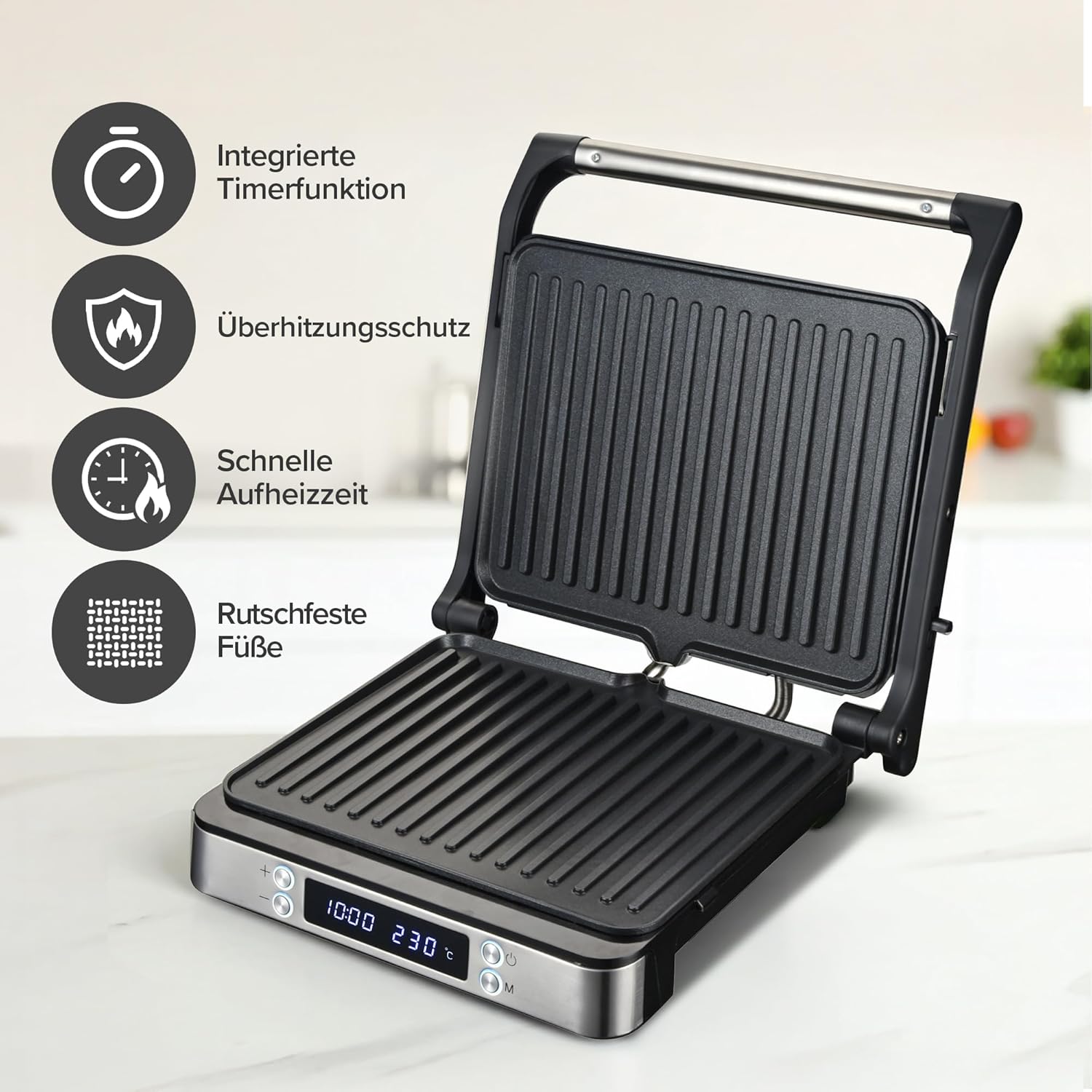 Olvy Kontaktgrill Sandwichmaker XXL Für Perfektes Braten 2 Olvy Kontaktgrill Sandwichmaker XXL Für Perfektes Braten – Bild 2
