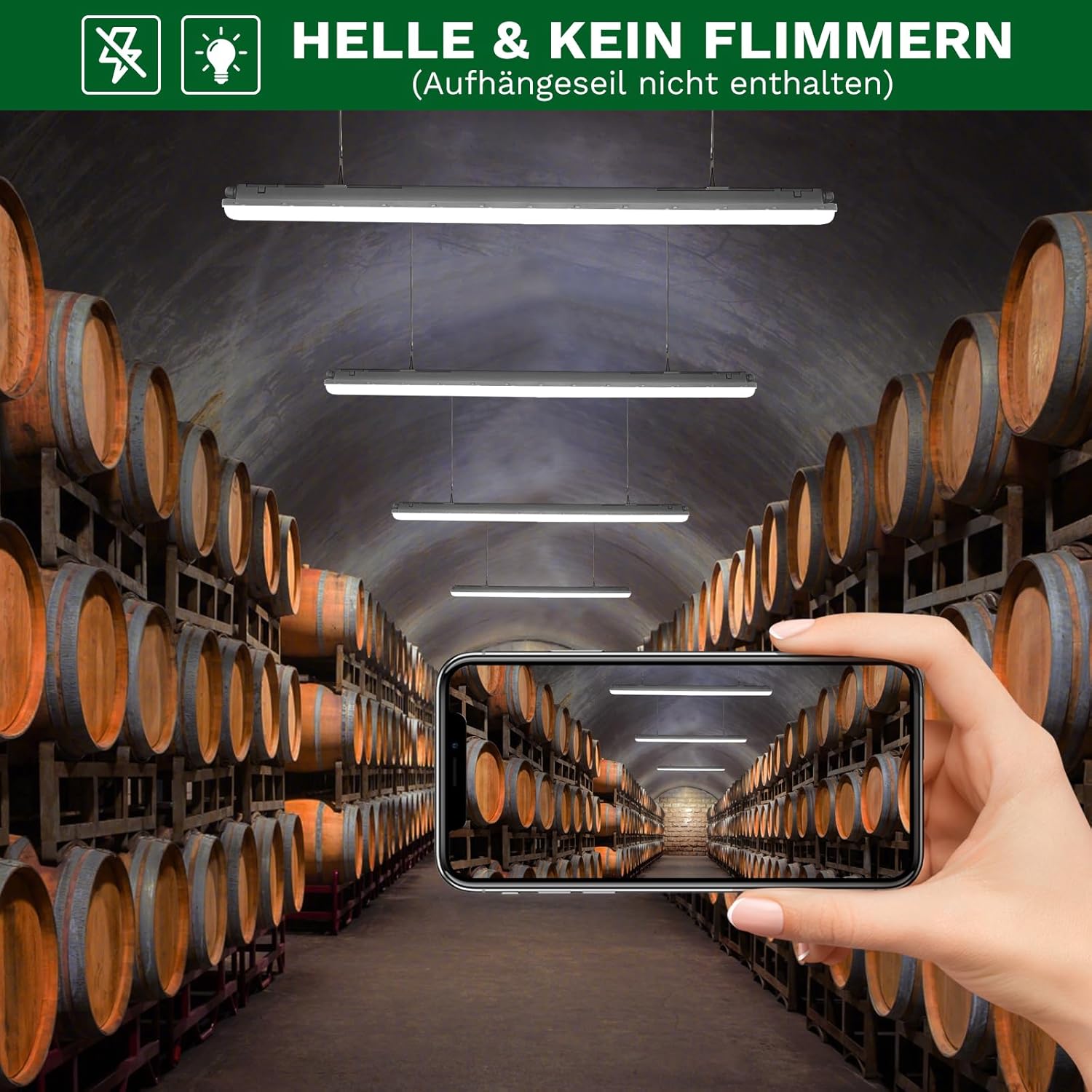 TONFFI Feuchtraumleuchte LED 120CM, 4000K Neutralweiß Feuchtraumlampe Komplett, IP65 Verknüpfbar Kellerlampe für Garage Werkstatt Büro 3 TONFFI Feuchtraumleuchte LED 120CM, 4000K Neutralweiß Feuchtraumlampe Komplett, IP65 Verknüpfbar Kellerlampe für Garage Werkstatt Büro – Bild 3