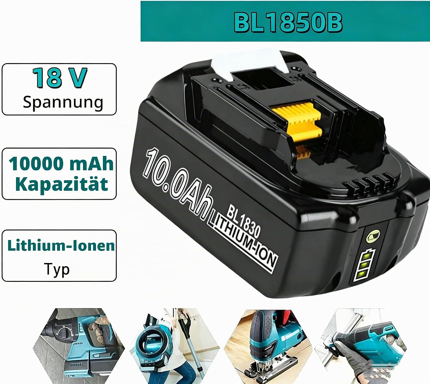 2 x 10.0Ah Akku Ersatzakku für makita akku 18V BL1860B BL1850B BL1840 BL1830 BL1815 BL1845 BL1890 BL1415 BL1430 BL1440 BL1835 194205-3 LXT-400 2 2 x 10.0Ah Akku Ersatzakku für makita akku 18V BL1860B BL1850B BL1840 BL1830 BL1815 BL1845 BL1890 BL1415 BL1430 BL1440 BL1835 194205-3 LXT-400 – Bild 2