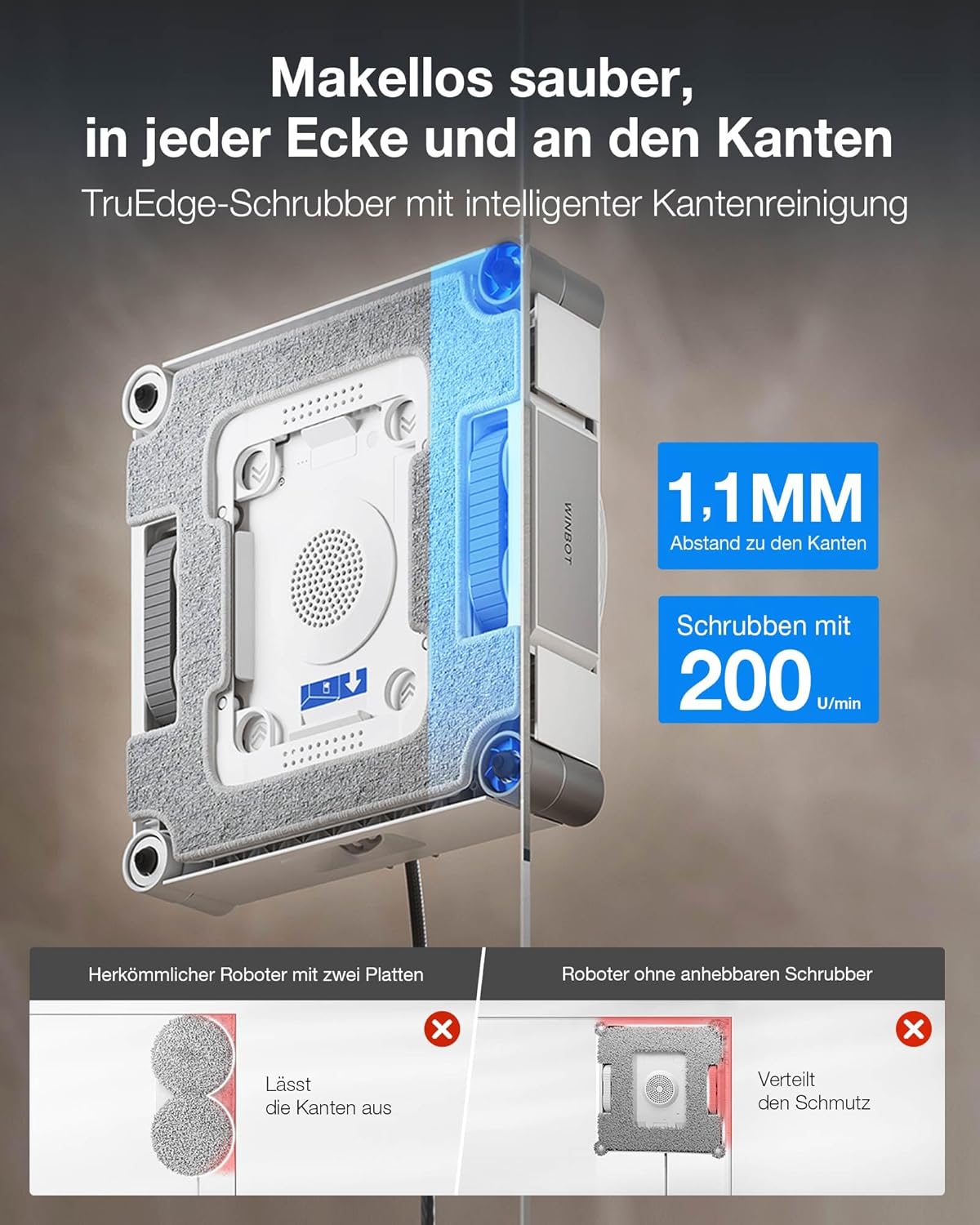 ECOVACS WINBOT W3 OMNI Fensterputzroboter mit Multifunktionsstation, Automatische Reinigung der Wischpads, Intelligente Reinigung entlang der Ränder, Sprühen mit drei Düsen, App-Steuerung 3 ECOVACS WINBOT W3 OMNI Fensterputzroboter mit Multifunktionsstation, Automatische Reinigung der Wischpads, Intelligente Reinigung entlang der Ränder, Sprühen mit drei Düsen, App-Steuerung – Bild 3
