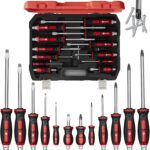WALTER STAHL 12-teiliges Schraubenzieher Set aus Cr-V Stahl | mit Schlagkappe & Antriebssechskant, Schlitz Kreuz PH, Schraubendreher im Kunststoffkoffer für Werkstatt Reparatur