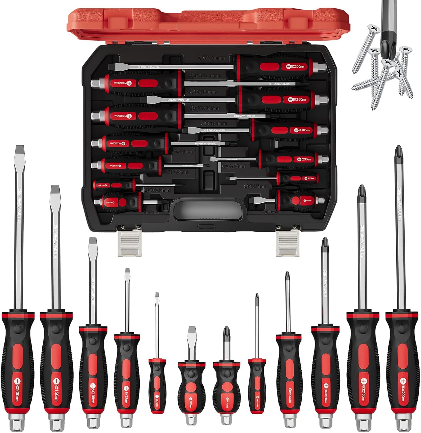 WALTER STAHL 12-teiliges Schraubenzieher Set aus Cr-V Stahl | mit Schlagkappe & Antriebssechskant, Schlitz Kreuz PH, Schraubendreher im Kunststoffkoffer für Werkstatt Reparatur 1 WALTER STAHL 12-teiliges Schraubenzieher Set aus Cr-V Stahl | mit Schlagkappe & Antriebssechskant, Schlitz Kreuz PH, Schraubendreher im Kunststoffkoffer für Werkstatt Reparatur