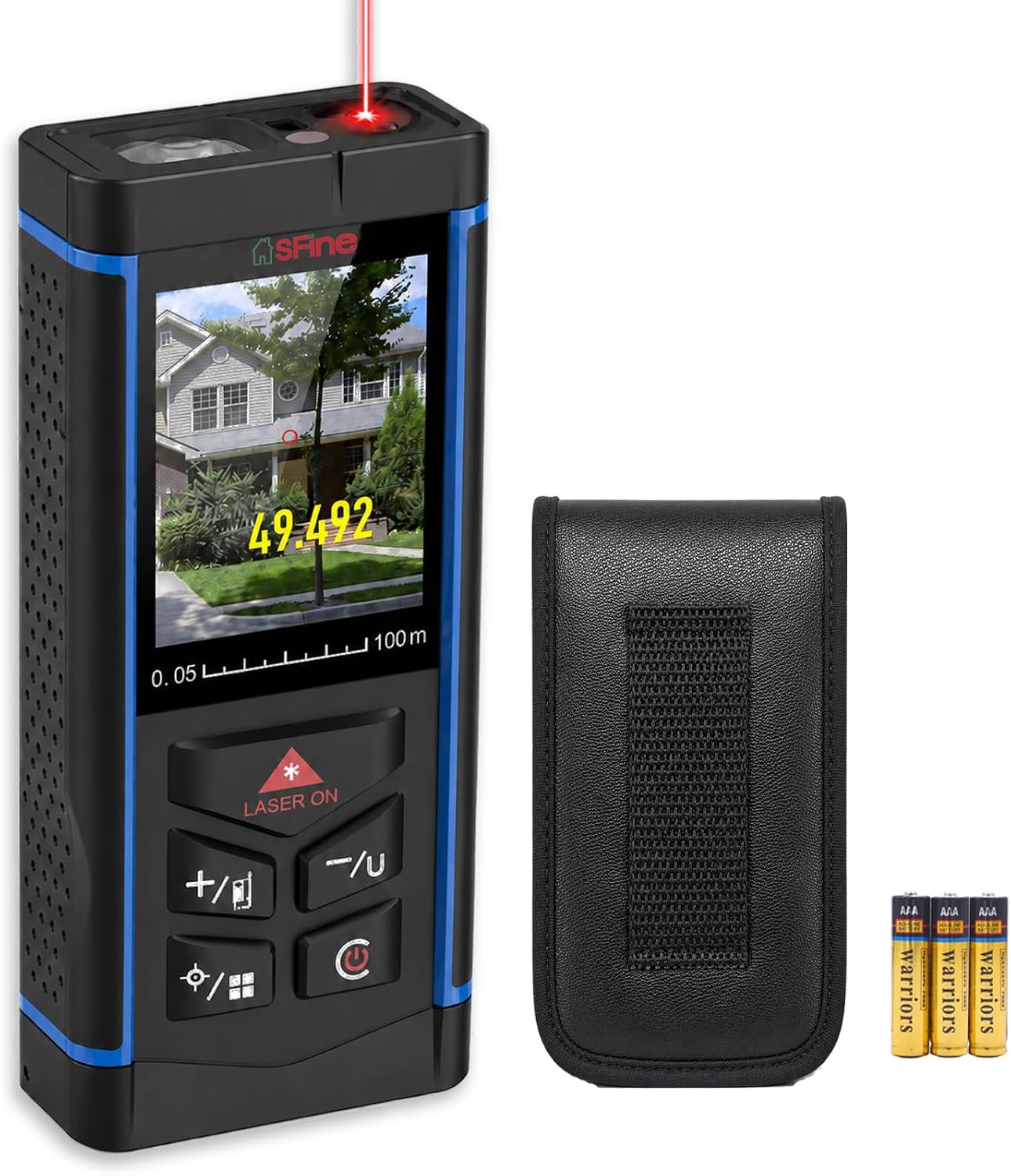 100m Laser Entfernungsmesser mit 6X Kamera Digitales Lasermessgerät Outdoor | 100m Lasermessgerät mit 6x Kamera, ±2mm, 1mm Auflösung, Winkel, Fläche, Volumen, Pythagoras, 30 Speicher, mit Tasche & 3 AAA 1 100m Laser Entfernungsmesser mit 6X Kamera Digitales Lasermessgerät Outdoor | 100m Lasermessgerät mit 6x Kamera, ±2mm, 1mm Auflösung, Winkel, Fläche, Volumen, Pythagoras, 30 Speicher, mit Tasche & 3 AAA