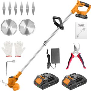 Rasentrimmer mit Akku 21 V, Freischneider mit 2 Akkus à 2,0 Ah