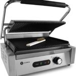 ZORRO Professioneller Kontaktgrill, Edelstahl Elektrogrill mit Grillplatten, Panini-Maker mit Temperaturregelung, Gewerbe-Sandwichmaker mit Antihaftbeschichtung