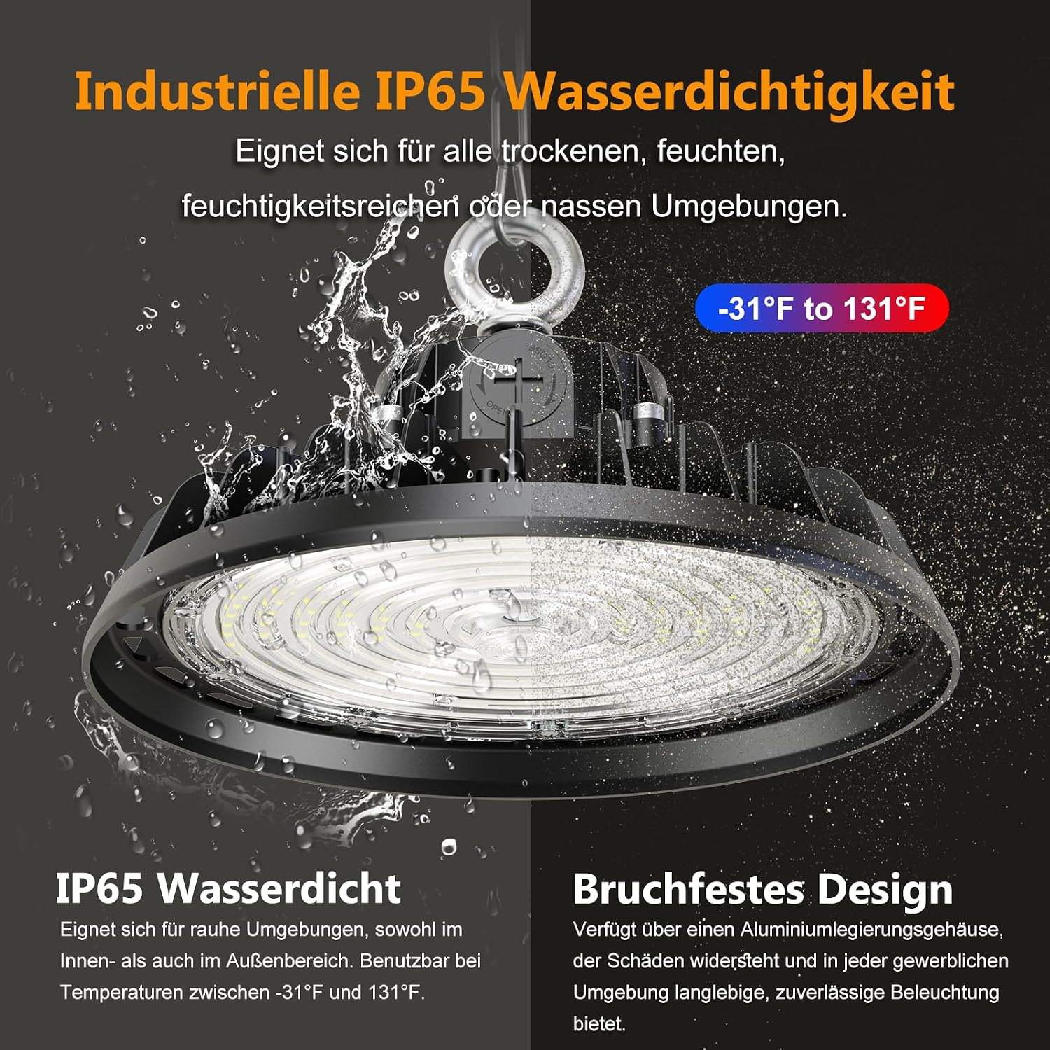 UFO 150W LED Werkstattlampe Deckenleuchte 25500LM 4000K(1Stück) 5 UFO 150W LED Werkstattlampe Deckenleuchte 25500LM 4000K(1Stück) – Bild 5