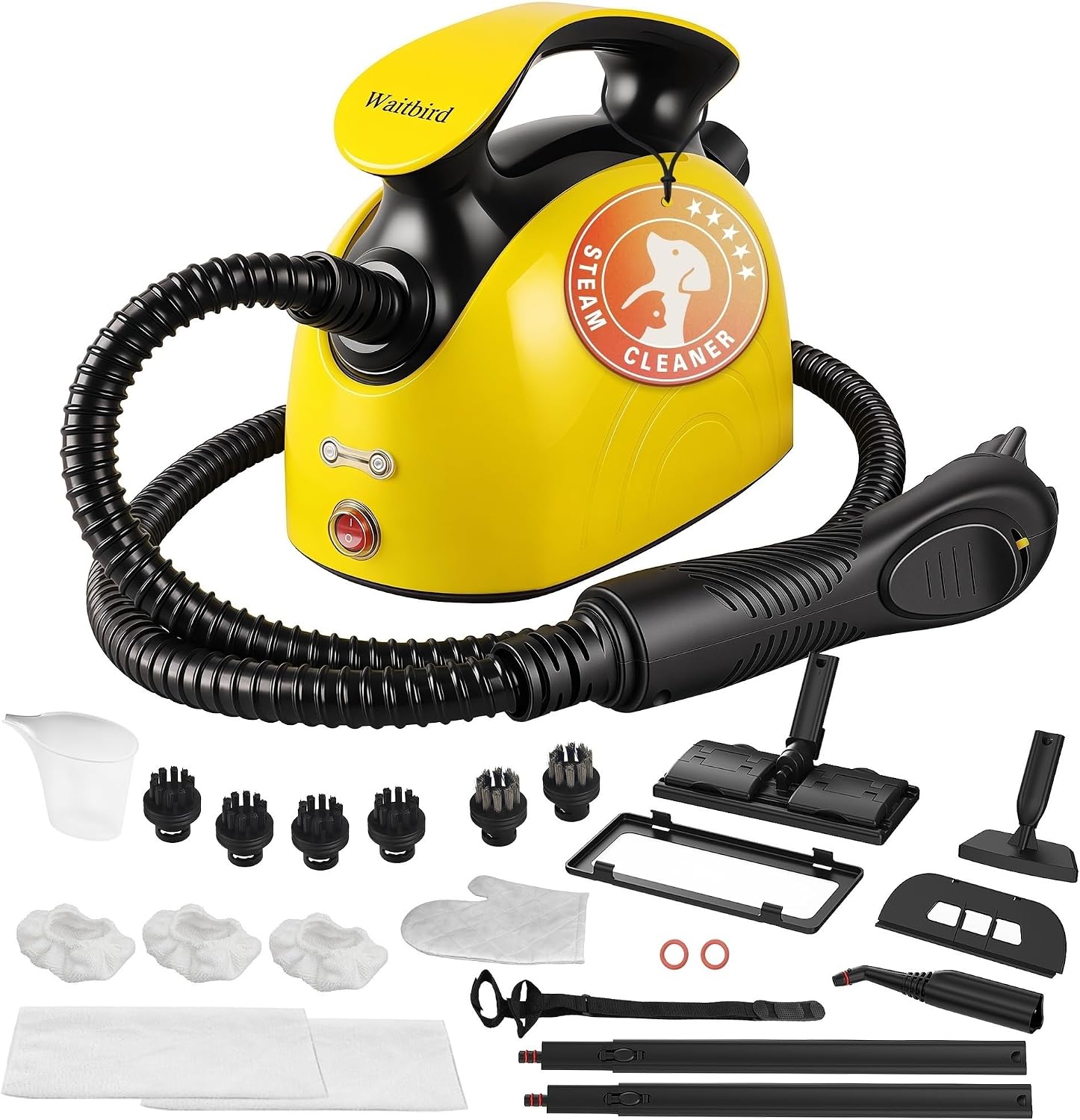 Waitbird Hand-Dampfreiniger für Zuhause, 4,5 Bar, 120 °C Heißdampf, 1500W | 21 Zubehörteile | Chemikalienfrei für Boden, Auto, Wand, Fugen, Küche und Bad | Doppelte Sicherheitsverriegelung 1 Waitbird Hand-Dampfreiniger für Zuhause, 4,5 Bar, 120 °C Heißdampf, 1500W | 21 Zubehörteile | Chemikalienfrei für Boden, Auto, Wand, Fugen, Küche und Bad | Doppelte Sicherheitsverriegelung
