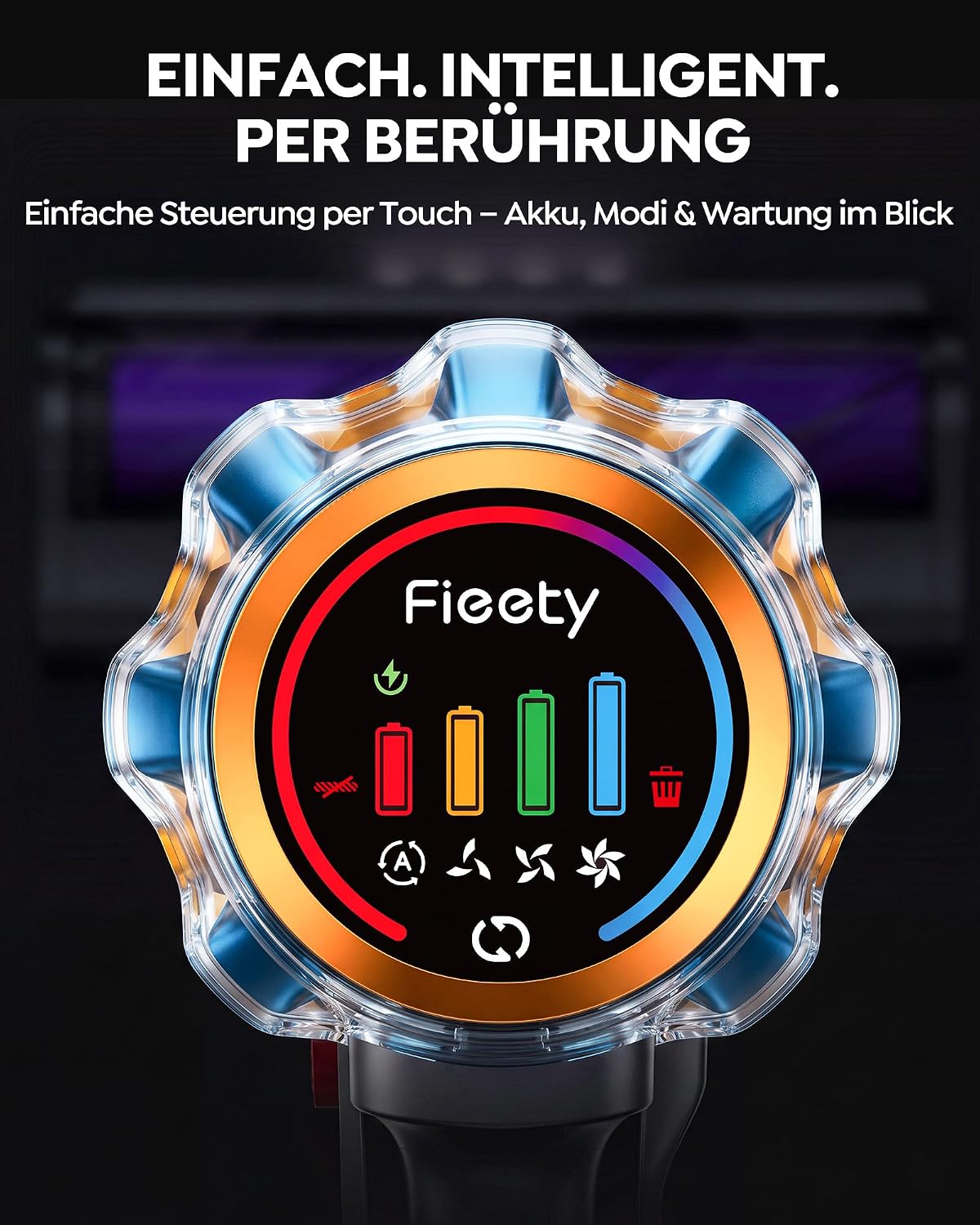 Fieety Akku Staubsauger 55KPa/650W/80Min, 1,8L Staubsauger Kabellos mit Automatikmodus, 1,5M Schlauch, Wandladestation, Duftfunktion, Ultraleise für Tierhaare/Teppiche/Hartböden/Auto 5 Fieety Akku Staubsauger 55KPa/650W/80Min, 1,8L Staubsauger Kabellos mit Automatikmodus, 1,5M Schlauch, Wandladestation, Duftfunktion, Ultraleise für Tierhaare/Teppiche/Hartböden/Auto – Bild 5