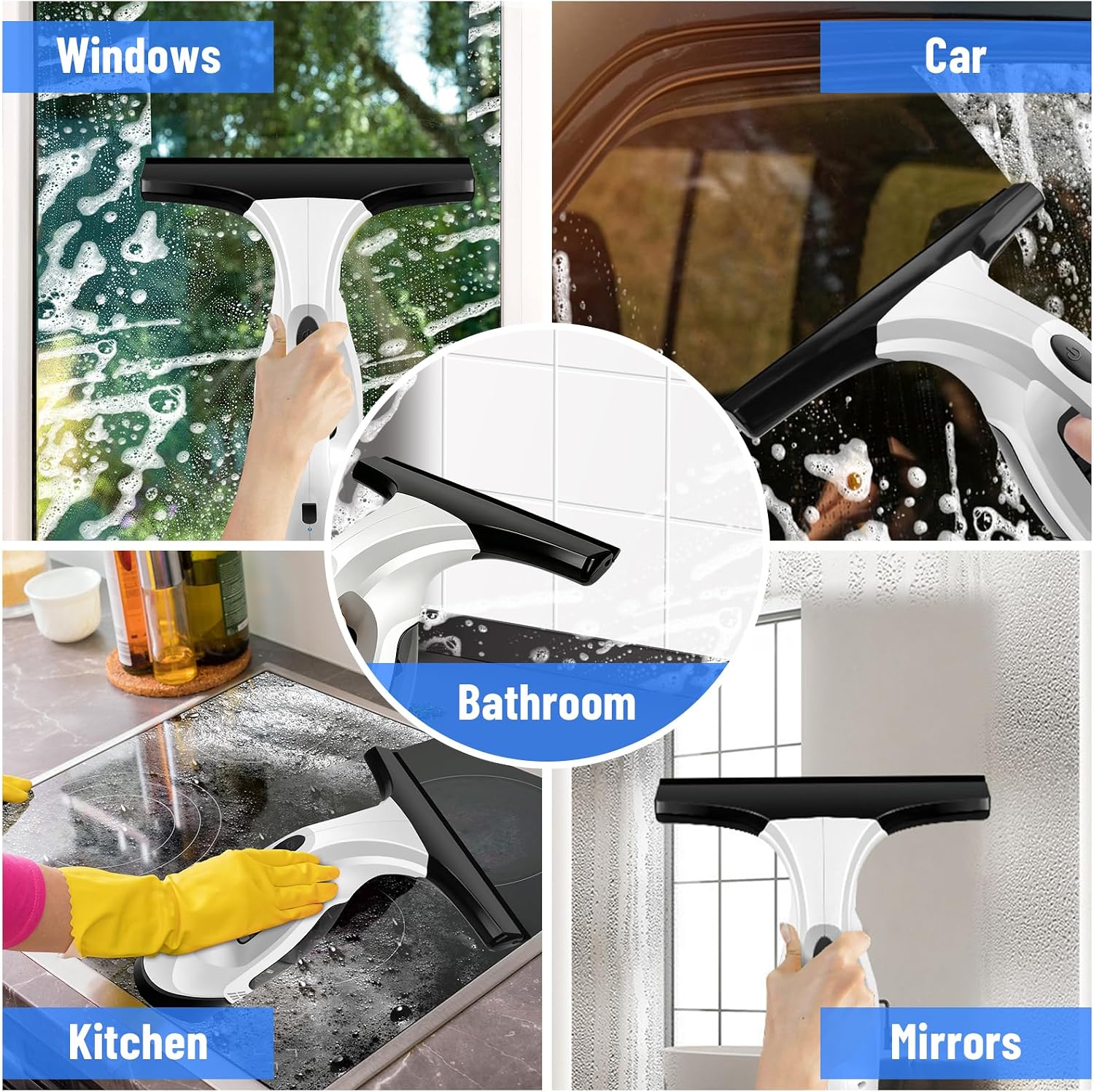 Akku Fenstersauger Set,mit 28CM Fensterabzieher mit 150ml Sprühflasche 3 Akku Fenstersauger Set,mit 28CM Fensterabzieher mit 150ml Sprühflasche – Bild 3