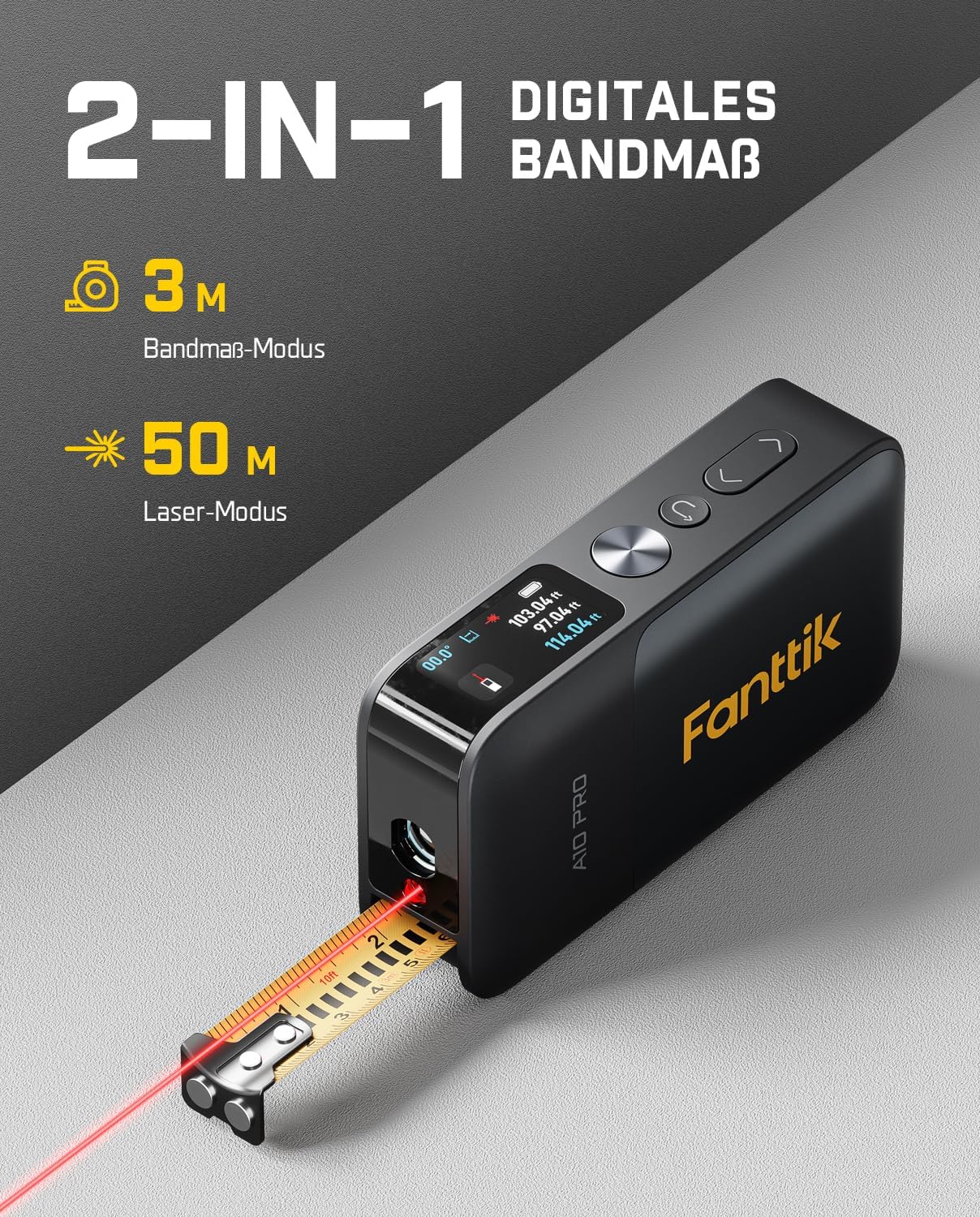 Fanttik A10 Pro 2-in-1 Laser Entfernungsmesser, HD IPS-Farbdisplay 2 Fanttik A10 Pro 2-in-1 Laser Entfernungsmesser, HD IPS-Farbdisplay – Bild 2