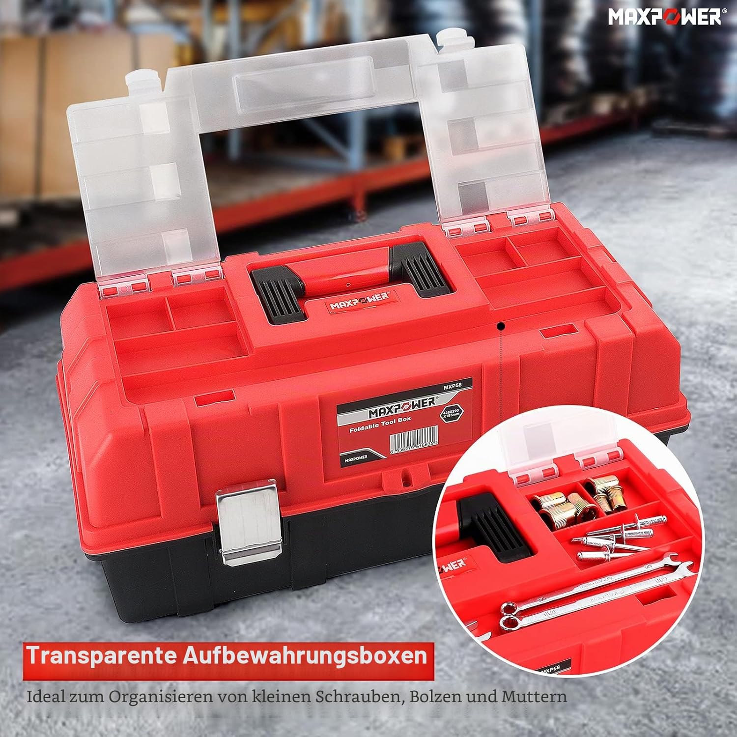 MAXPOWER 17-Zoll Leichtbau-Klapptoolbox mit 3-stufigem Tray und Fächern | 3-stufiges Klapptray – Drei ausklappbare Ebenen für übersichtliche Aufbewahrung und schnellen Zugriff. 3 MAXPOWER 17-Zoll Leichtbau-Klapptoolbox mit 3-stufigem Tray und Fächern | 3-stufiges Klapptray – Drei ausklappbare Ebenen für übersichtliche Aufbewahrung und schnellen Zugriff. – Bild 3