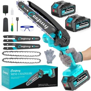 8 Zoll Mini Akku-Kettensäge zum Beschneiden, 2x4000 mAh Akku-Säge, elektrische Säge mit Ölpumpe, tragbare elektrische Kettensäge zum Schneiden von Holz Gärten