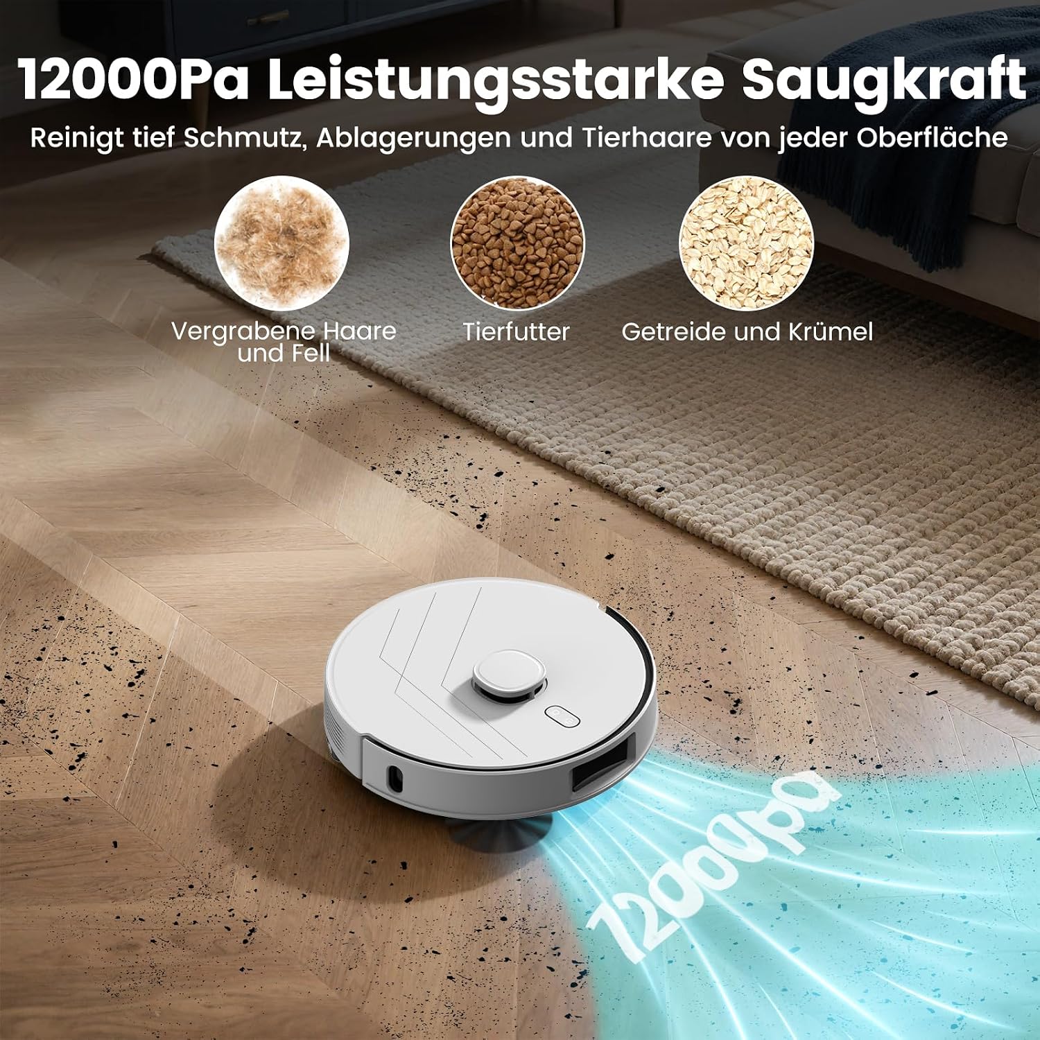 T30+ Saugroboter mit Wischfunktion, Staubsauger Roboter mit Absaugstation 3.5L, 12000Pa Saugkraft, Reaktive 3D-Hindernisvermeidung 5 T30+ Saugroboter mit Wischfunktion, Staubsauger Roboter mit Absaugstation 3.5L, 12000Pa Saugkraft, Reaktive 3D-Hindernisvermeidung – Bild 5