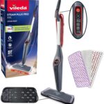 Vileda Steam Plus Pro XXL Dampfreiniger, 4 Dampfstufen, Grau/Rot | Tötet 99,9% der Bakterien & Viren | 40cm Wischerplatte | Sensitive Pad für empfindliche Böden | Aufheizzeit 15 Sek