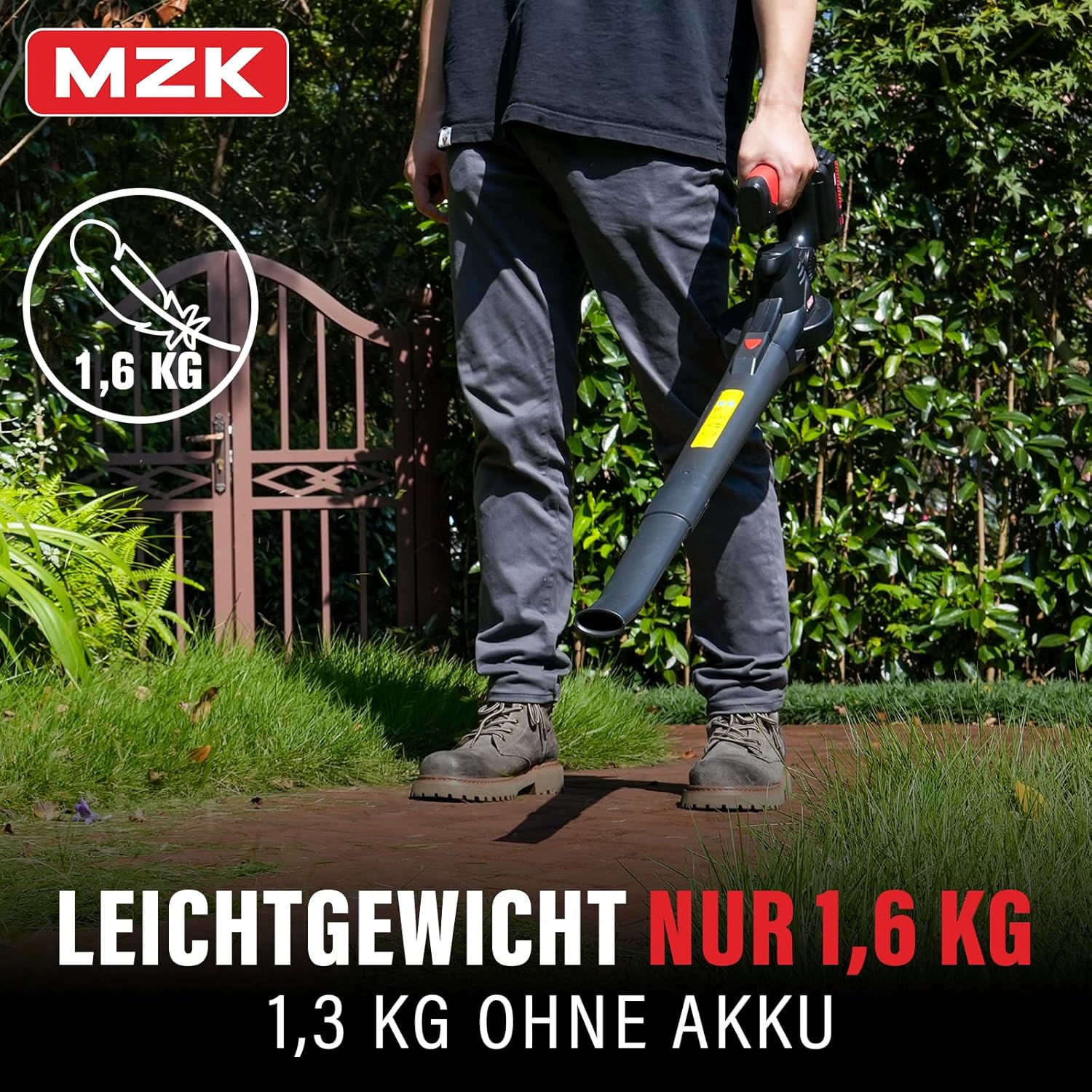 MZK 20V Akku-Laubbläser, 210 km/h & 770 m³/h Laubgebläse, Ultra-Leichter Laubpuster für Garten & Terrasse (Inkl. 2X 2.0Ah Akkus & Ladegerät) 5 MZK 20V Akku-Laubbläser, 210 km/h & 770 m³/h Laubgebläse, Ultra-Leichter Laubpuster für Garten & Terrasse (Inkl. 2X 2.0Ah Akkus & Ladegerät) – Bild 5